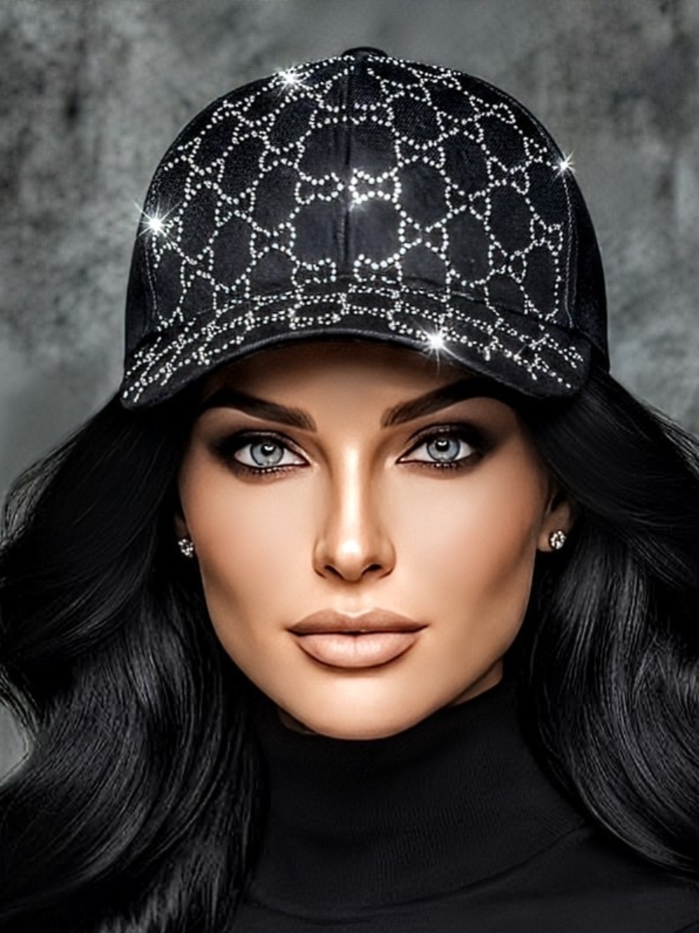 Black Crystal-Embellished Women's Baseball Cap From True Love Accessories